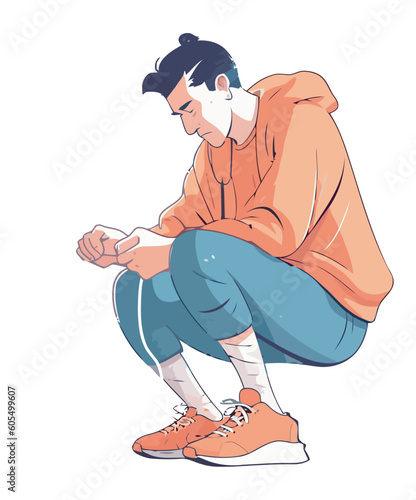 One man sitting position character