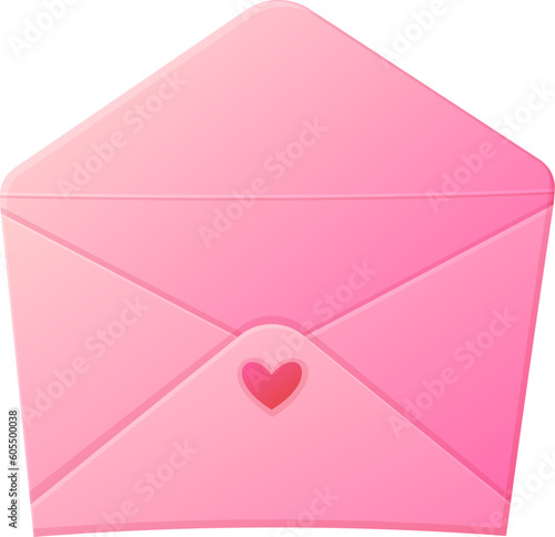 Love letter. Open empty envelope with heart. Vanentine day, romantic confession concept.