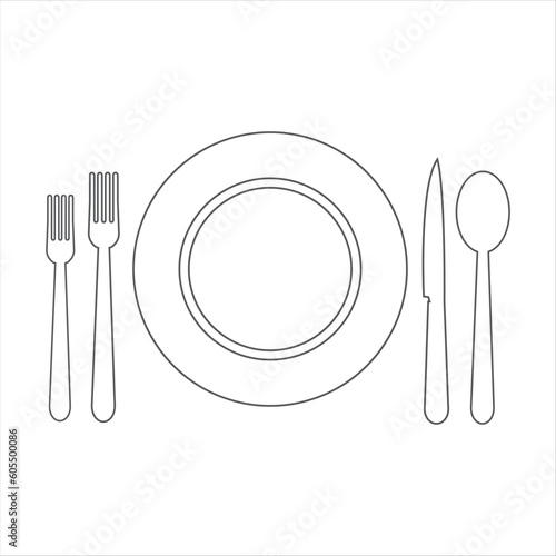 Table manner dining etiquette icon, ilustration design for education, cutlery icon, spon,Forks, knife,plate restaurant business.