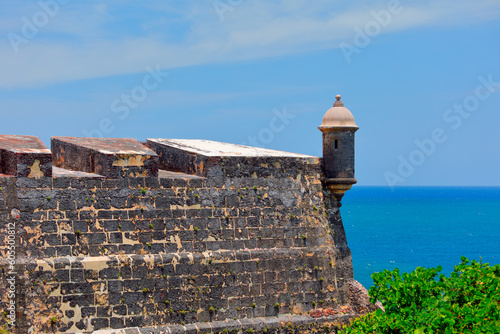 San Felipe del Morro castle overlooking the ocean in the old San Juan, Puerto Rico photo