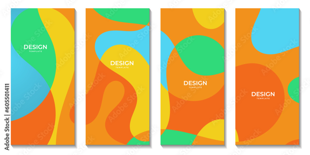 set of brochures with abstract summer colorful background illustration