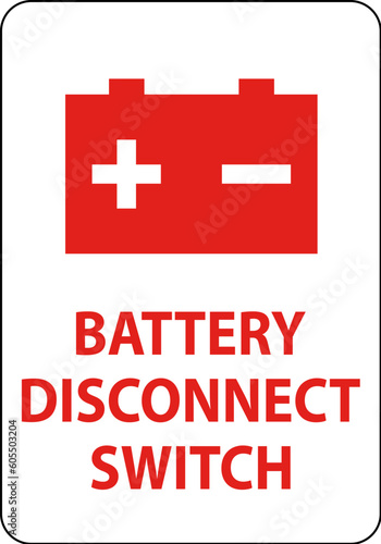 Battery Disconnect Switch Sign On White Background