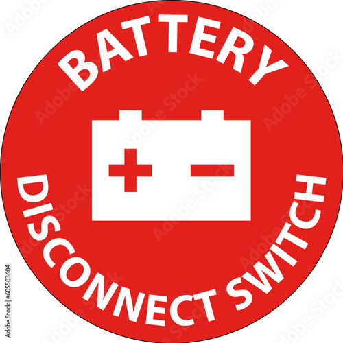Battery Disconnect Switch Sign On White Background