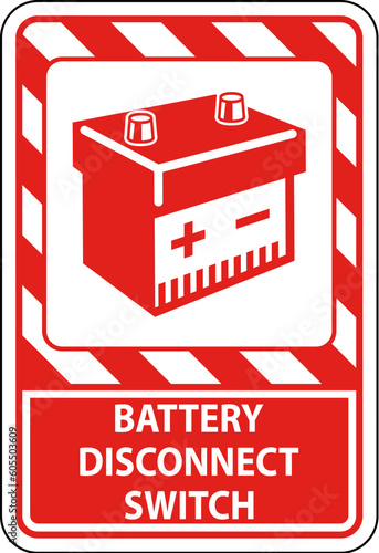 Battery Disconnect Switch Sign On White Background