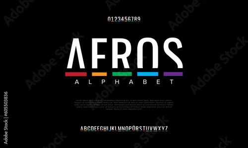 Aeros abstract digital technology logo font alphabet. Minimal modern urban fonts for logo, brand etc. Typography typeface uppercase lowercase and number. vector illustration