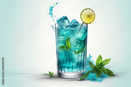 Photo Blue lagoon cocktail illustration on transparent background