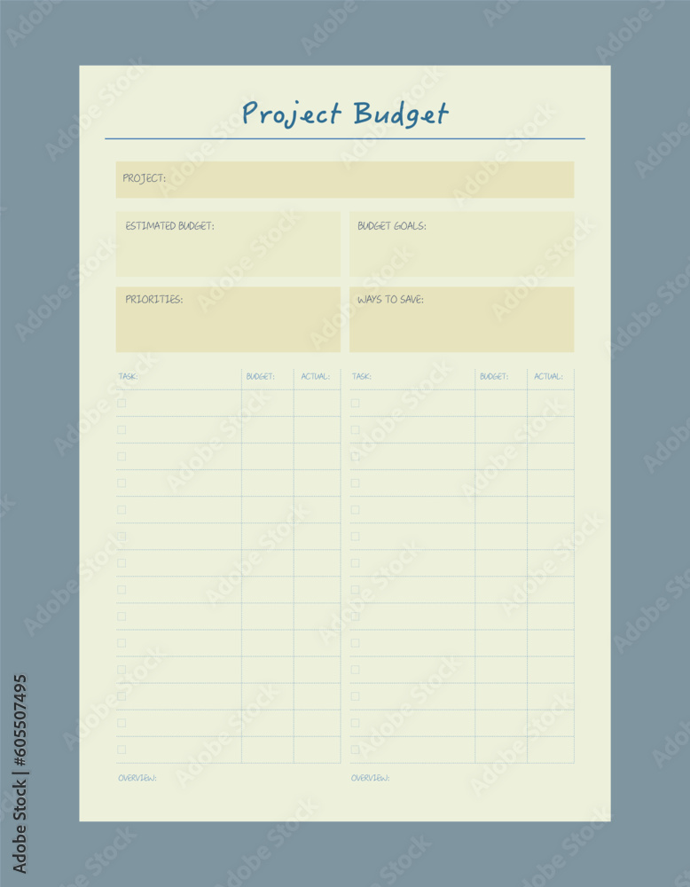 Project Budget planner. Plan you food day easily. Vector illustration. Project Budget planner. Plan you food day easily. Vector illustration.