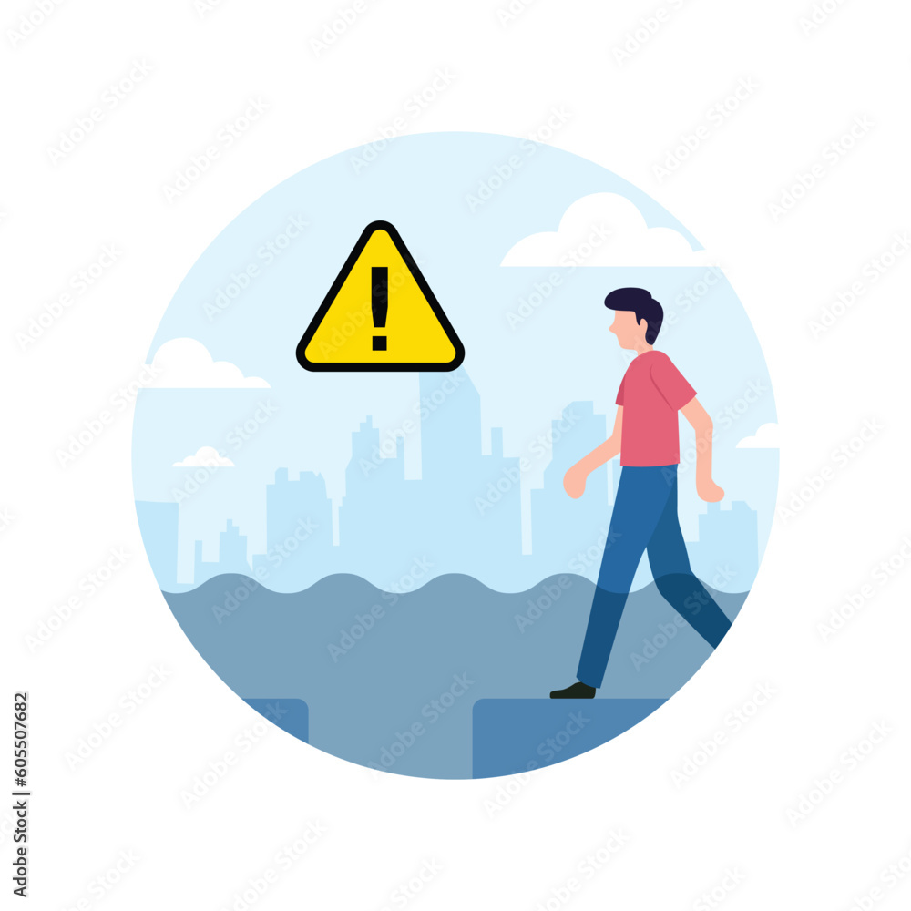 Don't walk in flood water. Flood safety tips vector illustration Stock ...