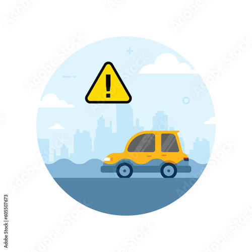 ِAvoid driving through flooded areas. Flood safety tips vector illustration