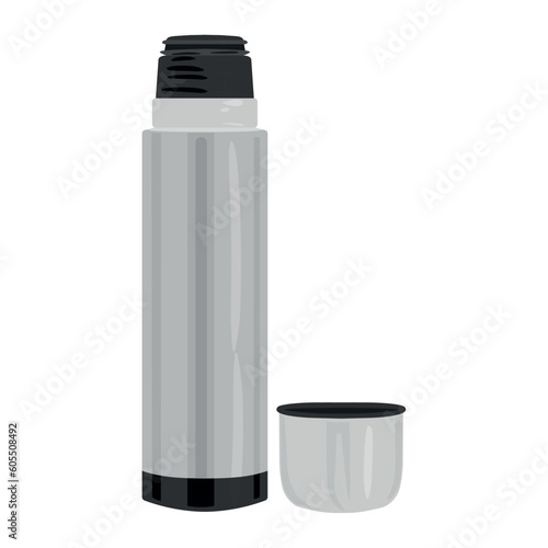 Tourist's thermos on white background
