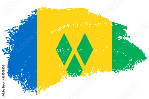 Saint Vincent and the Grenadines brush stroke flag vector background. Hand drawn grunge style Vincentian isolated banner photo