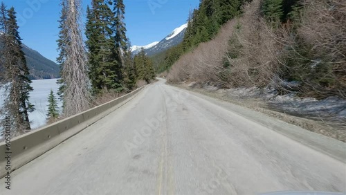 Duffey Lake Road from Lillooet to Pemberton, British Columbia, Canada. Scenic Highway in the Mountain Valley Landscape. Sunny Day photo