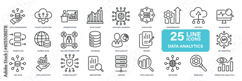 Data analystic thin line icons. Editable stroke. For website marketing design, logo, app, template, ui, etc. Vector illustration.