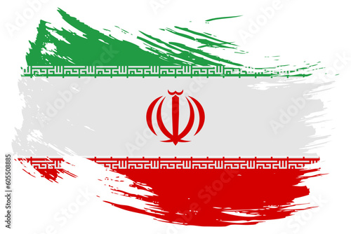 Iran brush stroke flag vector background. Hand drawn grunge style Iranian isolated banner photo