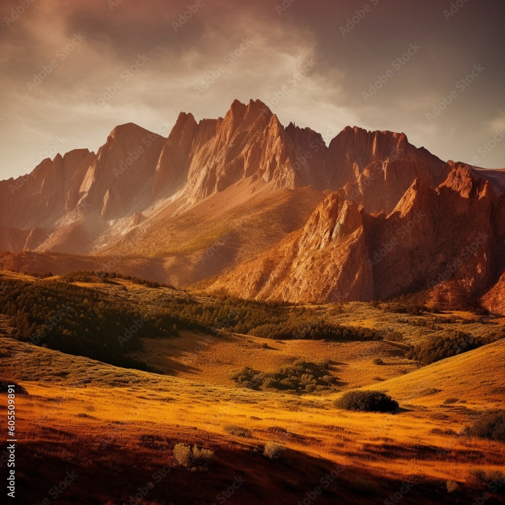 Naklejka premium Rugged Mountain Range, Generative AI