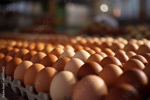Eggs in a grocery store in a close-up shot, macro shot - made with Generative AI tools