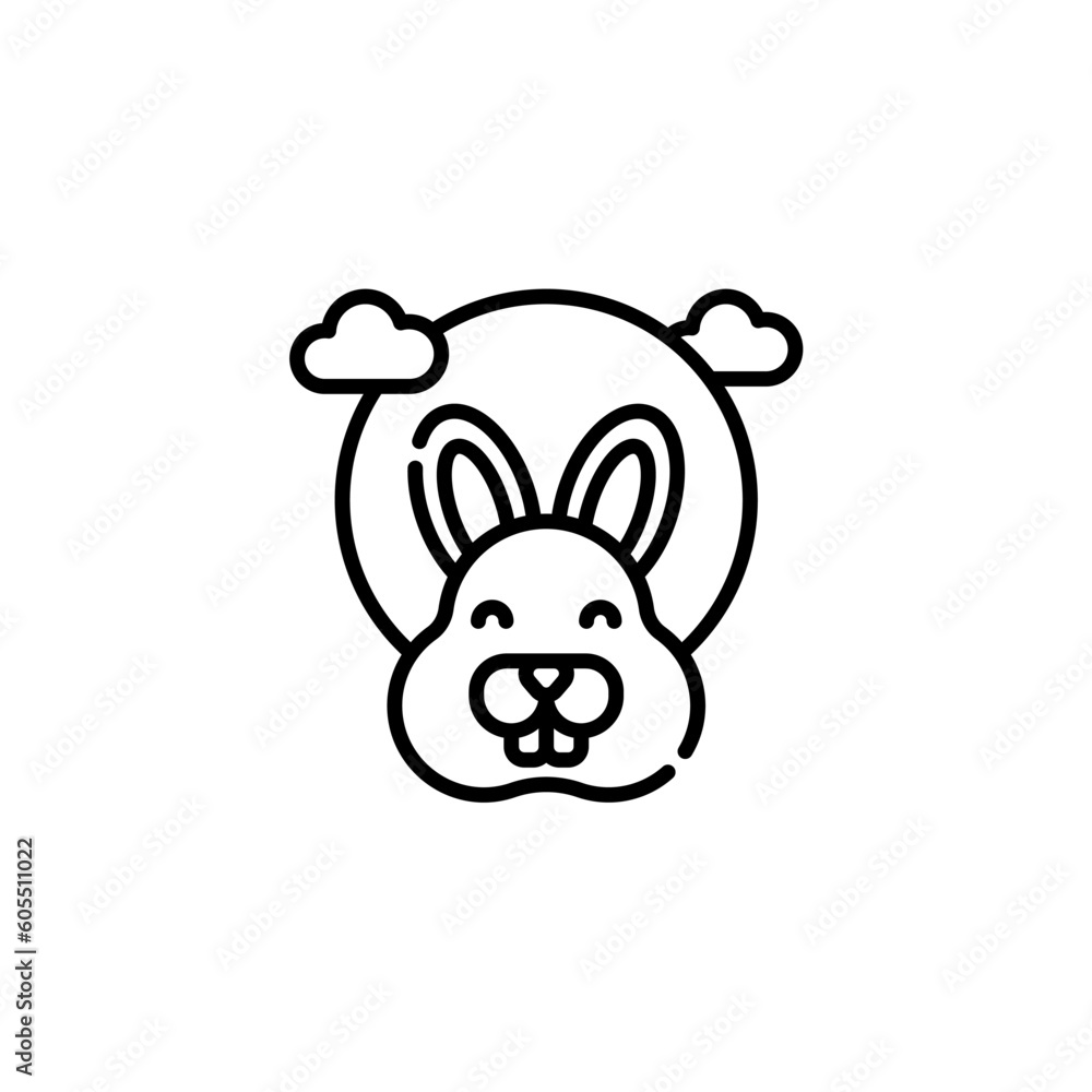 bunny mask icon with moon image with black color bunny mask icon with moon image with black color