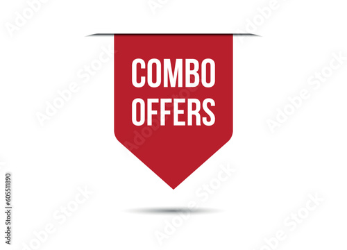 combo offers red vector banner illustration isolated on white background