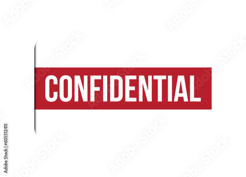 confidential red vector banner illustration isolated on white background