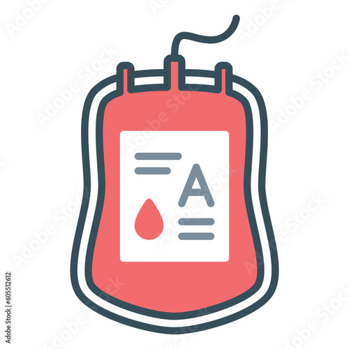 Donated blood bag icon for hospital patient transfusion