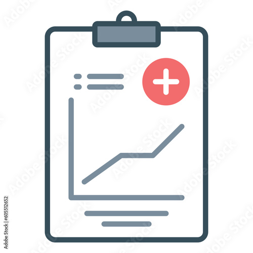 Medical record icon with analysis on paper and clipboard