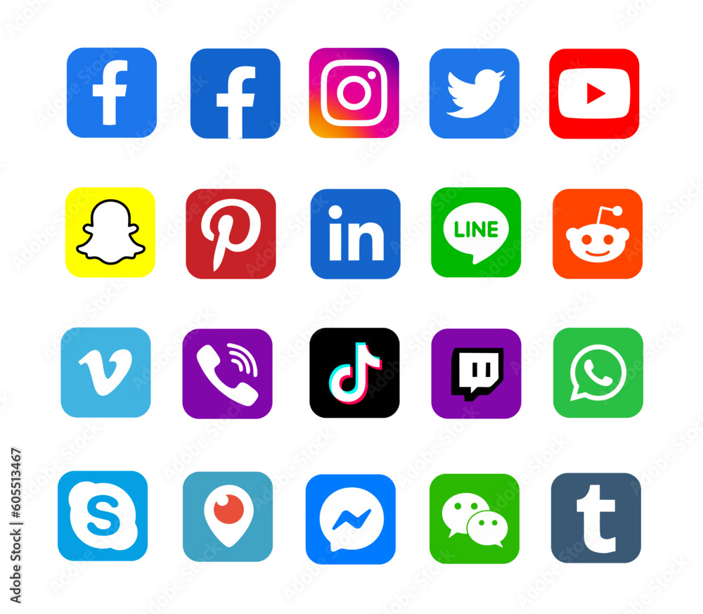 Square black & white social media or social network flat style vector ...