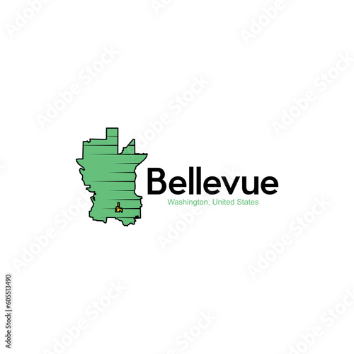 Map Of Bellevue Washington City Modern Creative Design