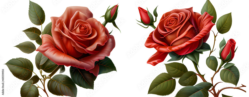 bouquet of red roses on a transparent background (PNG). Generative AI ...