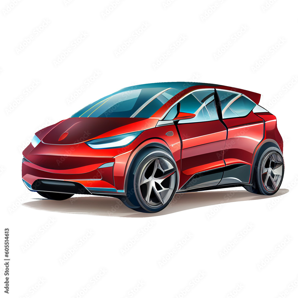 red sports car on a transparent background (PNG). Generative AI