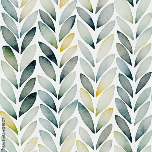 Whimsical Watercolor: A Natural Spring Pattern of Modern Decorative Leaves in a Refreshing Seamless Design
