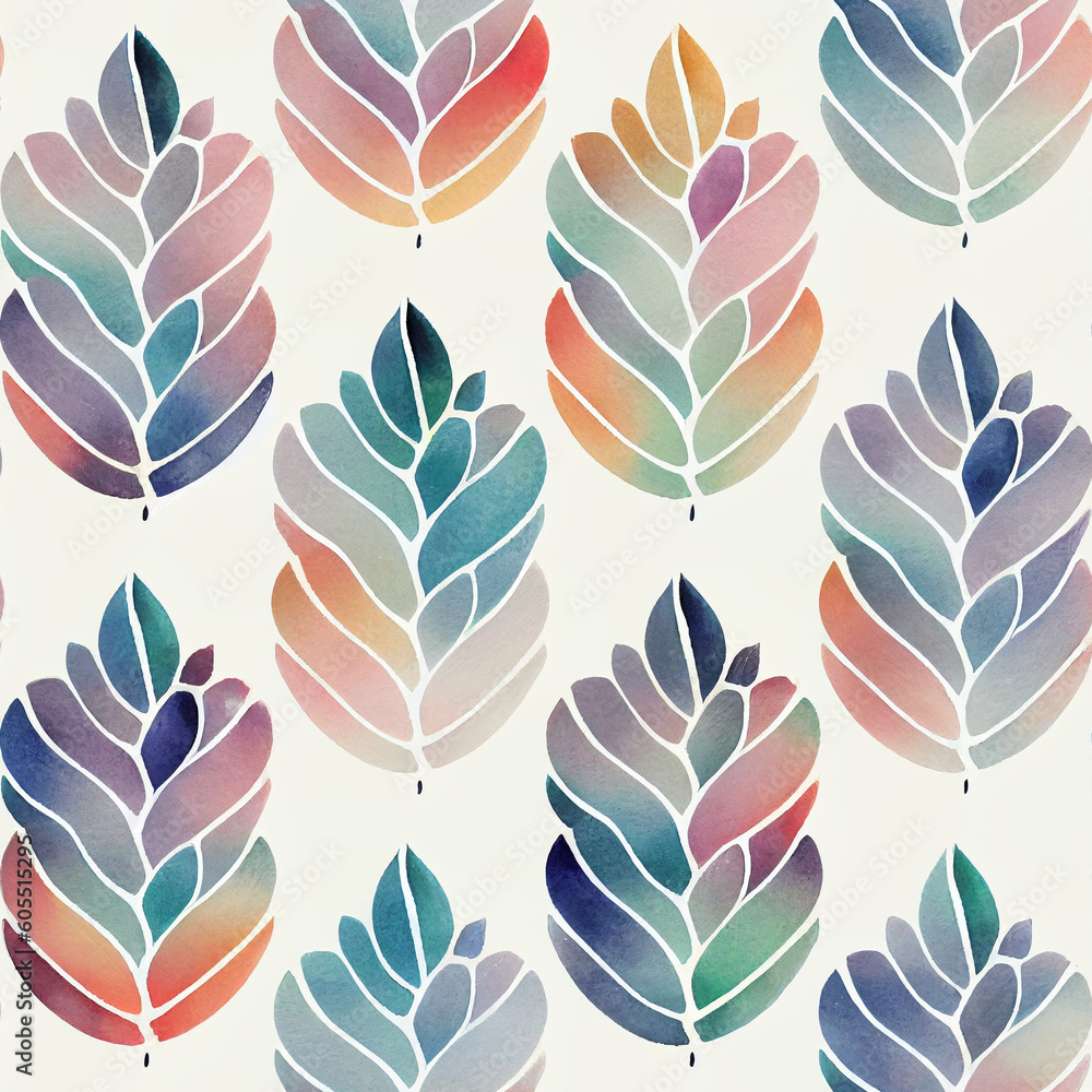 Whimsical Watercolor: A Natural Spring Pattern of Modern Decorative Purple Leaves in a Refreshing Seamless Design Whimsical Watercolor: A Natural Spring Pattern of Modern Decorative Purple Leaves in a Refreshing Seamless Design