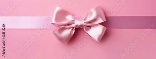 Playful Pink Bow on Vibrant Pink Background, generative AI