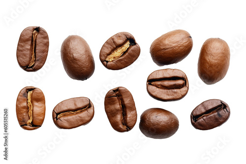Coffee beans collection isolated on white background. generative AI
