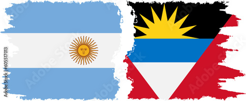 Antigua and Barbuda and Argentina grunge flags connection vector