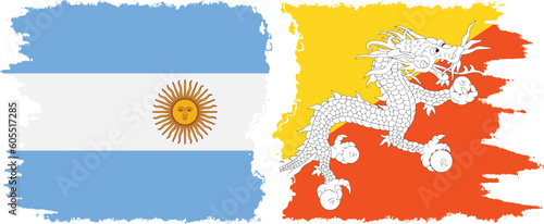 Bhutan and Argentina grunge flags connection vector