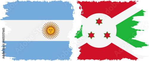 Burundi and Argentina grunge flags connection vector
