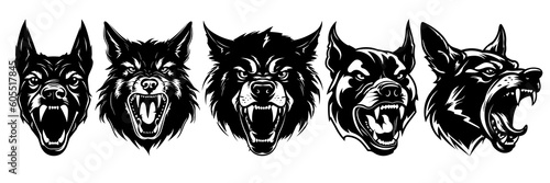 Dog silhouettes set, large pack of vector silhouette design, isolated white background