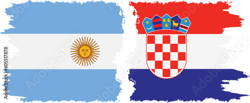 Croatia and Argentina grunge flags connection vector