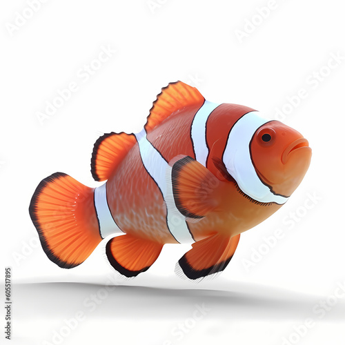 Clown Fish On A White Background Illustration