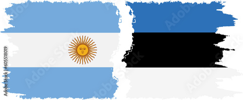 Estonia and Argentina grunge flags connection vector