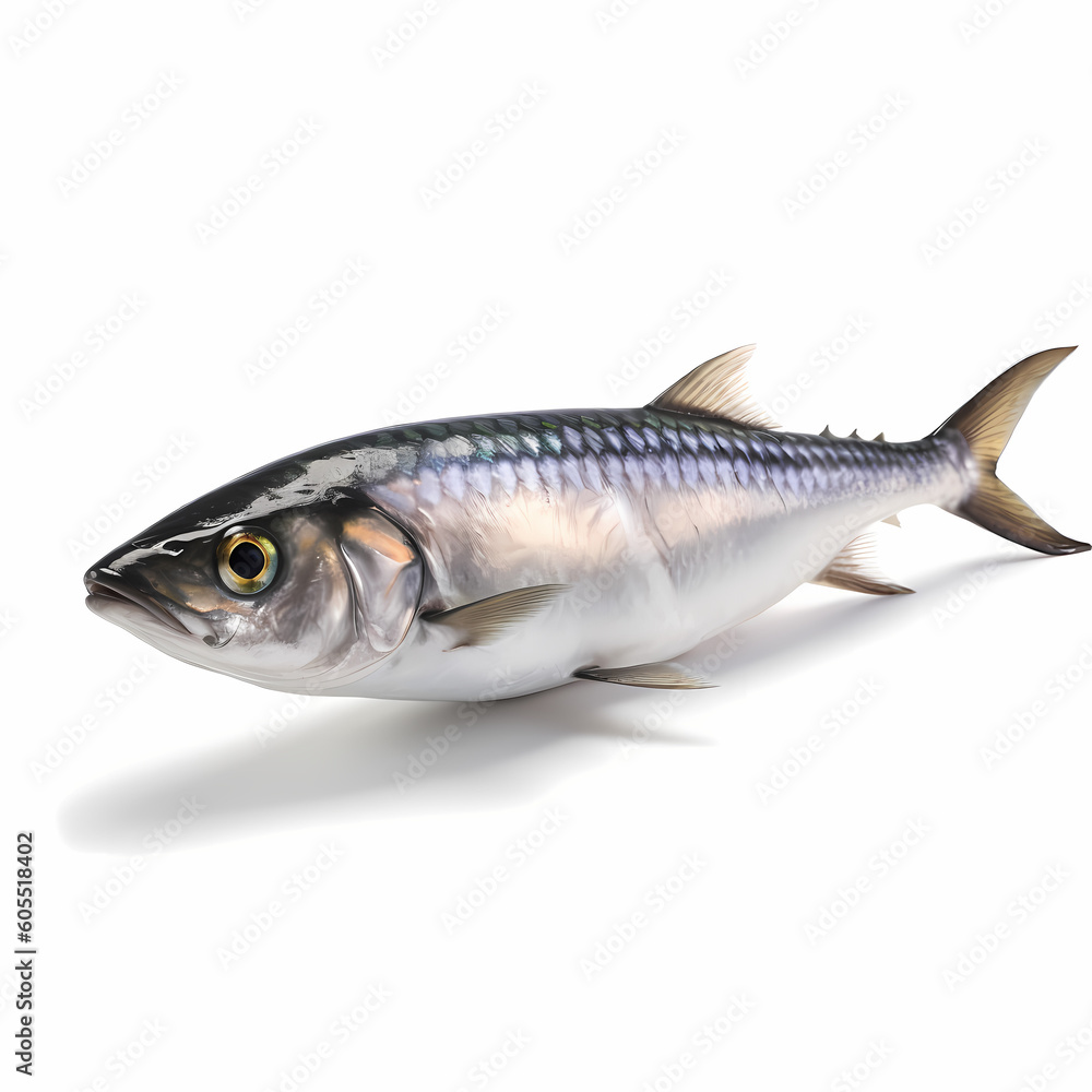 Detail Illustration Of One Mackerel Isolated White