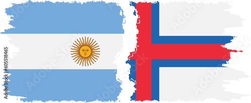 Faroe Islands and Argentina grunge flags connection vector