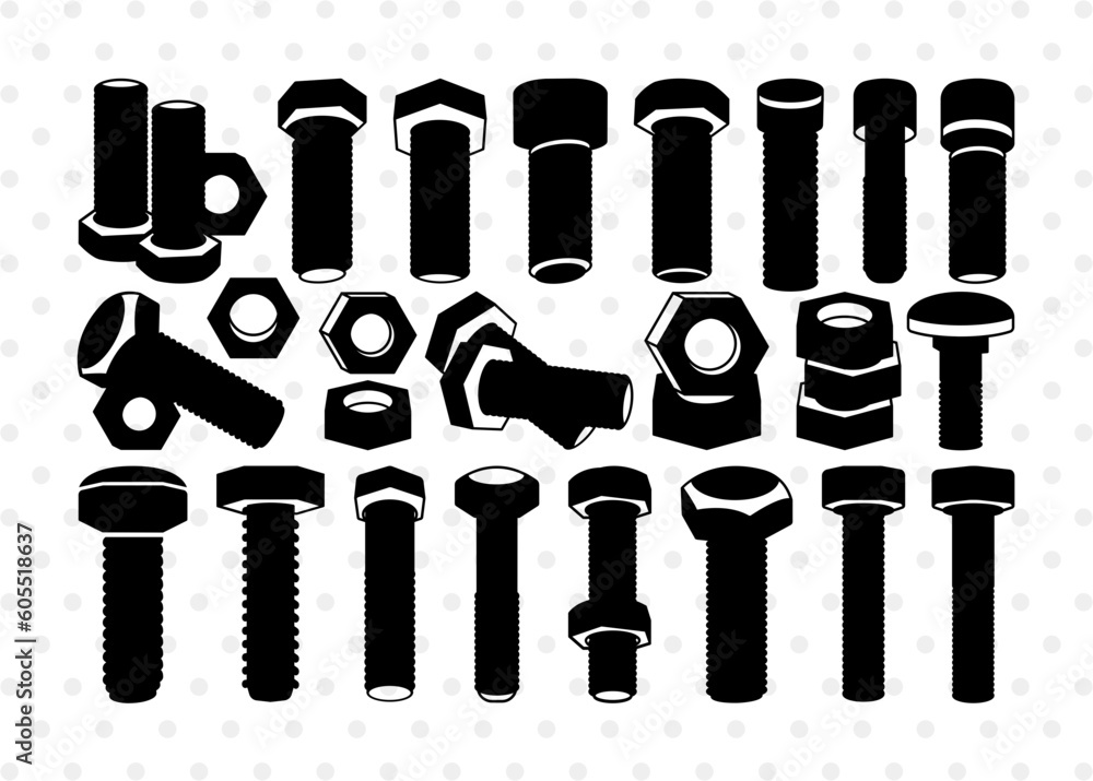 Bolt Screw SVG, Screw Silhouette, Screw Svg, Hardware Tool Svg, Bolt