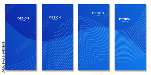 set of brochures with abstract blue wave gradient background