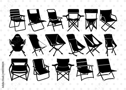 Camping Chair SVG, Chair Silhouette, Chair Svg, Beach Chair Svg, Camping Chair Icons Svg, Lawn Chair Svg, Folding Chair Svg, Lake Chair Svg, Camping Chair Bundle