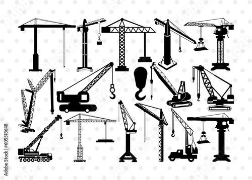 Tower Crane SVG, Crane Silhouette, Construction Crane Svg, Building Crane Svg, Crane Svg, Crane Hook Svg, Construction Truck Svg, Crawler Crane Svg, Crane Bundle,