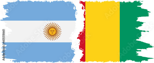Guinea and Argentina grunge flags connection vector