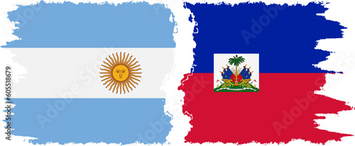 Haiti and Argentina grunge flags connection vector