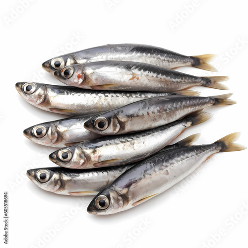 Pile Of Sardines Fish Isolated White Illustration