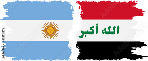 Iraq and Argentina grunge flags connection vector